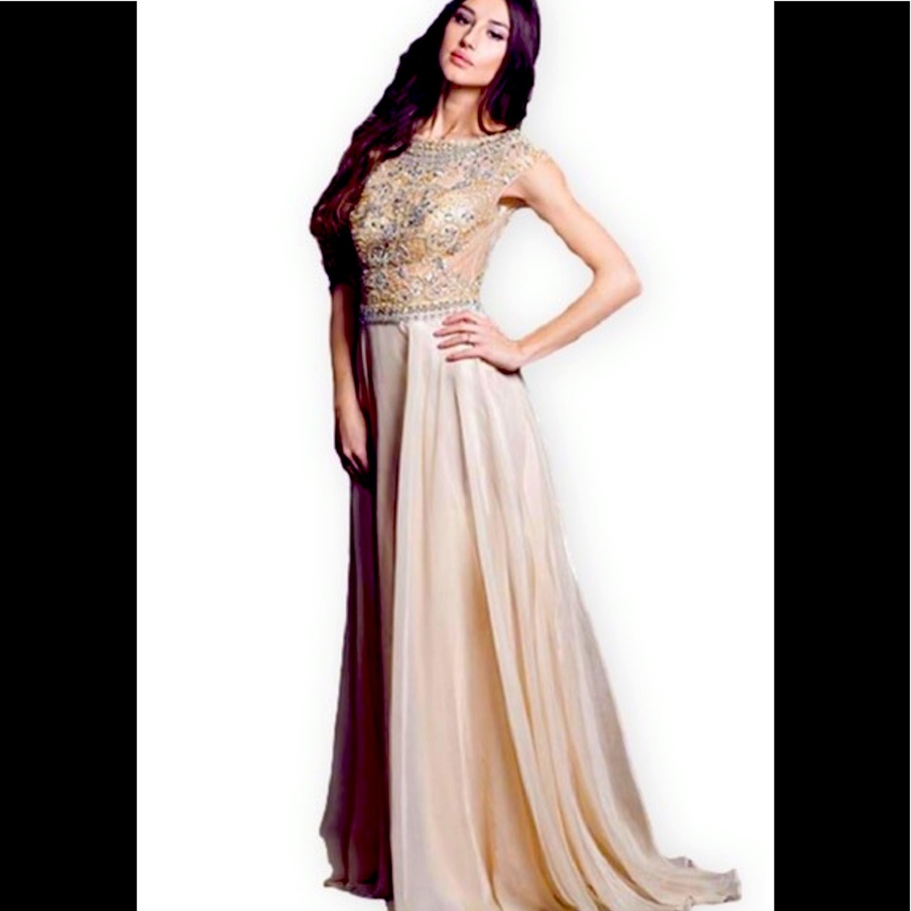 Jovani dress style 88174. Size 14. Color nude.